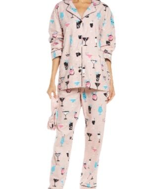 P.J. Salvage -Sip Sip Hooray Pink Flannel Pajama Set- Medium